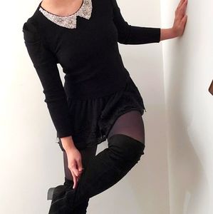 Beaded Peter Pan Collar Mini Dress